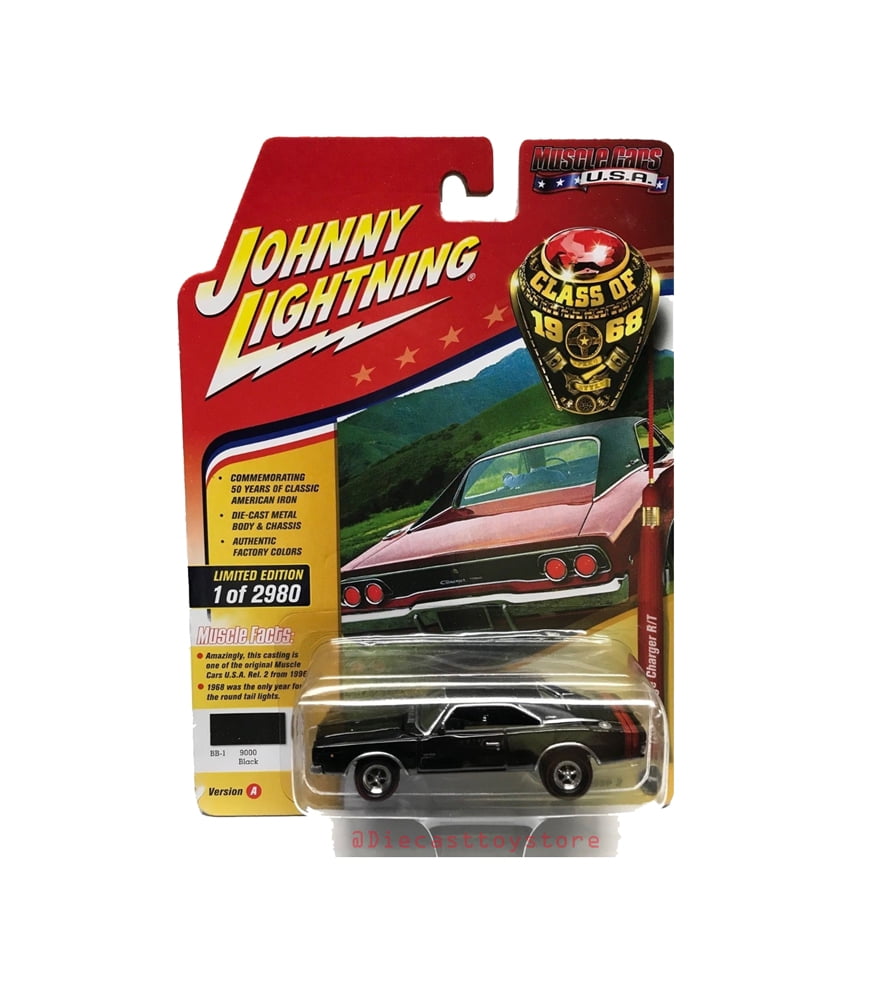 Johnny Lightning 1 64 Muscle Cars Usa 18 1968 Dodge Charger R T Black Jlcp7092 24 Walmart Com