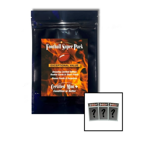 Football Certified Mint 3-Card Mystery Pack featuring Top Draft Picks, All-Pros, Rookies of the Year, & MVPs
