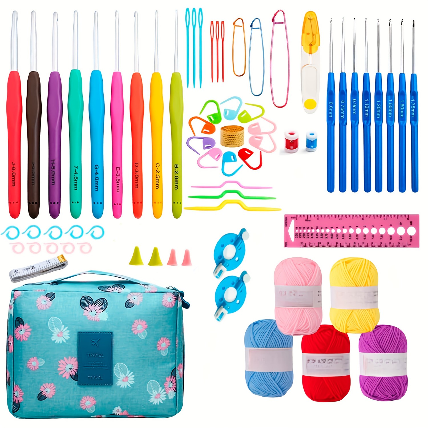 Jous 103-Piece Crochet Kit with Hooks, Yarn & Accessories photo 3