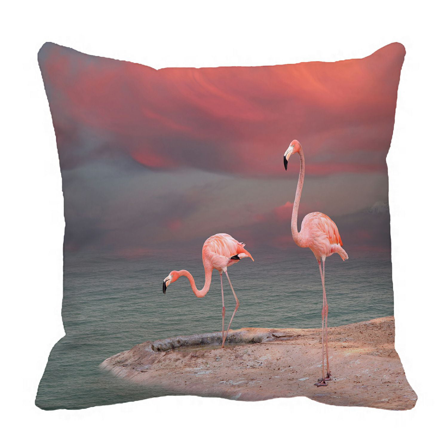 18" Pink Flamingos Animal Letter Cushion Cover Home Sofa Decoration Pillow Cover