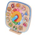 thumbnail image 5 of Reloj de clasificación de formas, bloque de madera de caucho Natural, reloj de aprendizaje con borde brillante seguro para niños, tiempo educativo para aprender, 5 of 5
