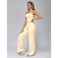 thumbnail image 5 of IDOPIP Womens Workout Sets 2 Piece Spaghetti Straps Square Neck Crop Top Straight Butt-lifting Leg Yoga Pants Pilates Outfits, 5 of 6