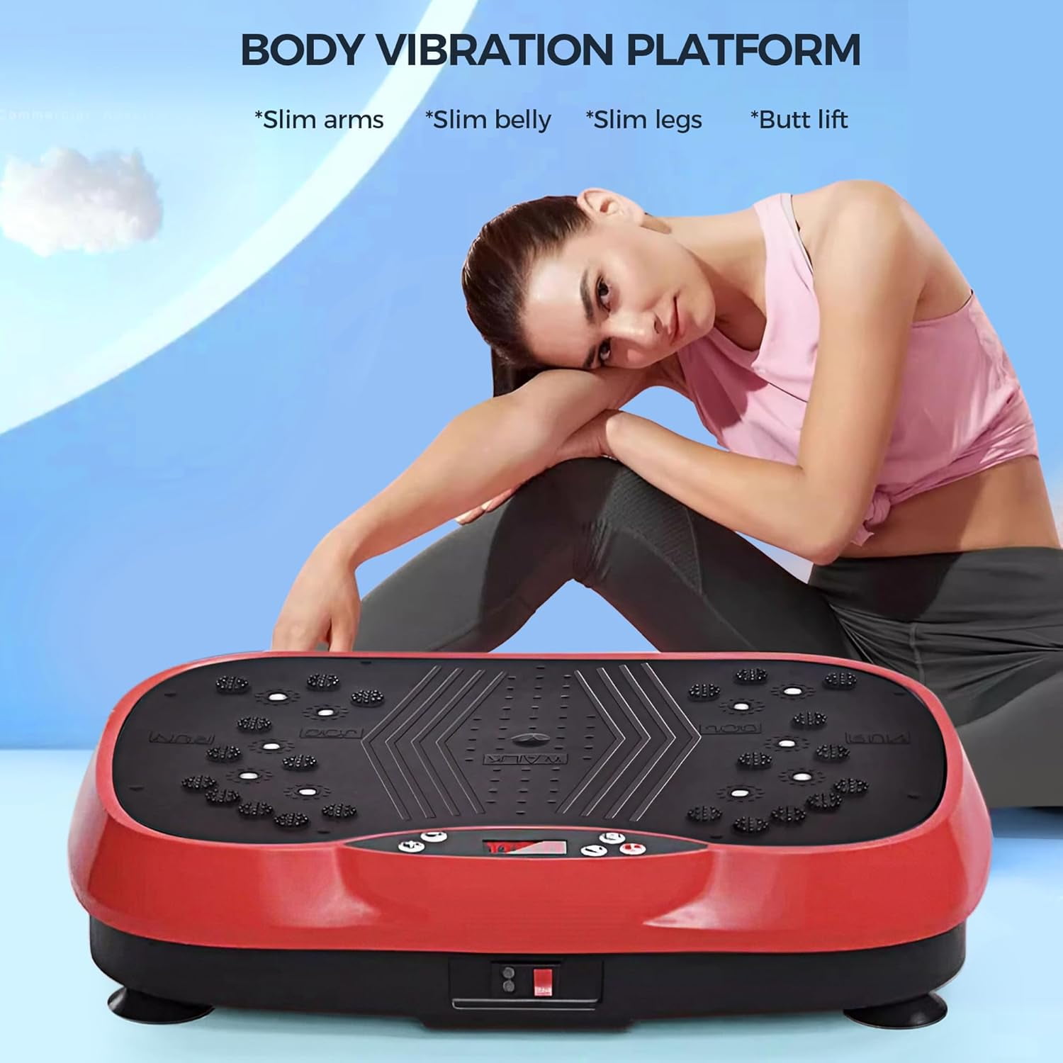 WANKO Vibration Plate Exercise Band Workout Machine - Red