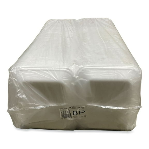 GEN 8PWH 10.8 in. x 8.82 in. x 1.5 in. #8P Meat Trays - White (200/Carton)