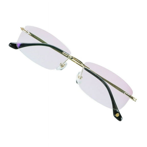 VisionGlobal Pure Titanium Frame for men/women Blue Light Blocking,Hand-set Diamond Fashion Glasses (Golden Pink, 3.00 Magnification)