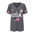 thumbnail image 5 of MEICHEN Usa Flag Print 250th Anniversary V Neck T Shirt Top Ladies' Short Sleeve Patriotic Graphic Tee Summer Casual Blouse, 5 of 5