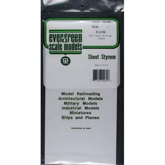 Evergreen Scale Models White Sheet .030 x 6 x 12 2 EVG9030 Plastic Building Supplies