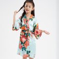 thumbnail image 6 of KYAIGUO 2-14T Flower Girls Silk Kimono Robe Floral Wedding Bridesmaid Bathrobes Satin Dressing Gown Nightgown for Kids Toddler, 6 of 10
