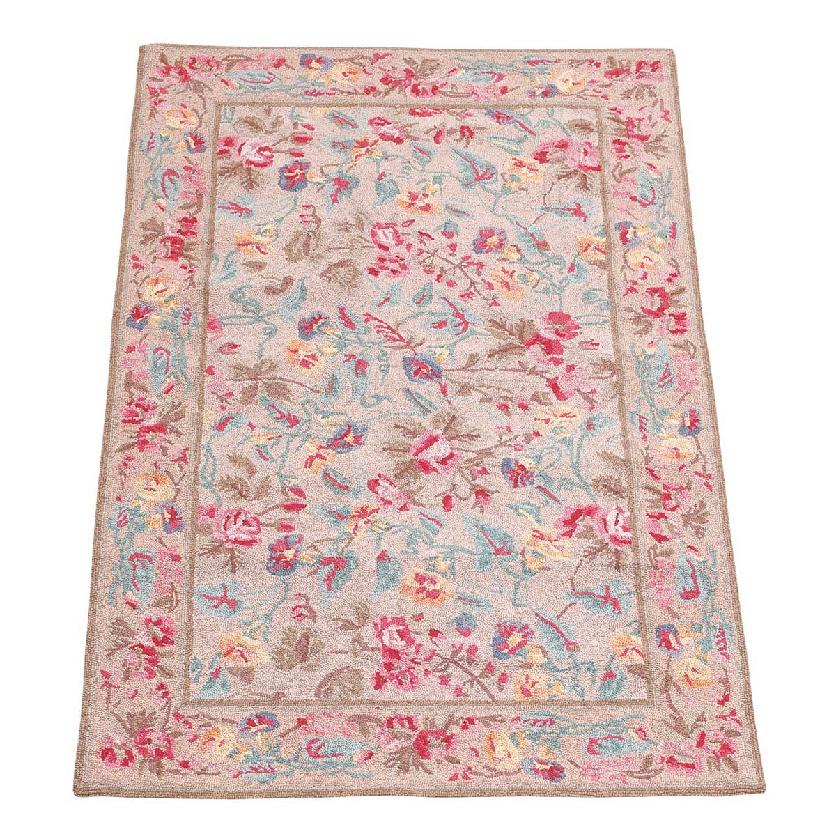 Rectangular Area Rug For Living Room 5' X 3' Red Wool Victorian Style