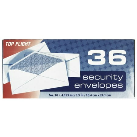 Top Flight Boxed Number 10 Security Envelopes, 4.125 x 9.5