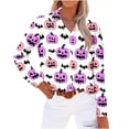 thumbnail image 6 of JTZGDY Halloween Button Down Shirts for Women Plus Size Cute Ghost Pumpkin Printed Fall Long Sleeve Collared Graphic T-Shirts Loose Fit Casual Holiday Gift Oversized Tees Tops, 6 of 8