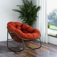 thumbnail image 2 of Outdoor Rocking Chair with Padded Cushion, Oversized Rattan Wicker egg Chair Outdoor with  All-Weather Steel Frame, 250lbs Capacity, Modern Lounge Rocker for Front Porch Living Room Bedroom, Orange, 2 of 9