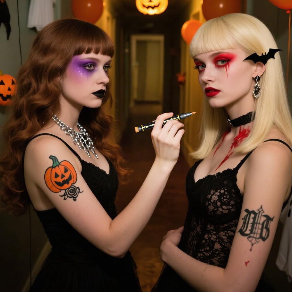 Temporary Tattoo Markers , 2026 New Temporary Tattoo Marker Pen Set, Waterproof Body Art & DIY Creativity Halloween Decorations(2pcs)