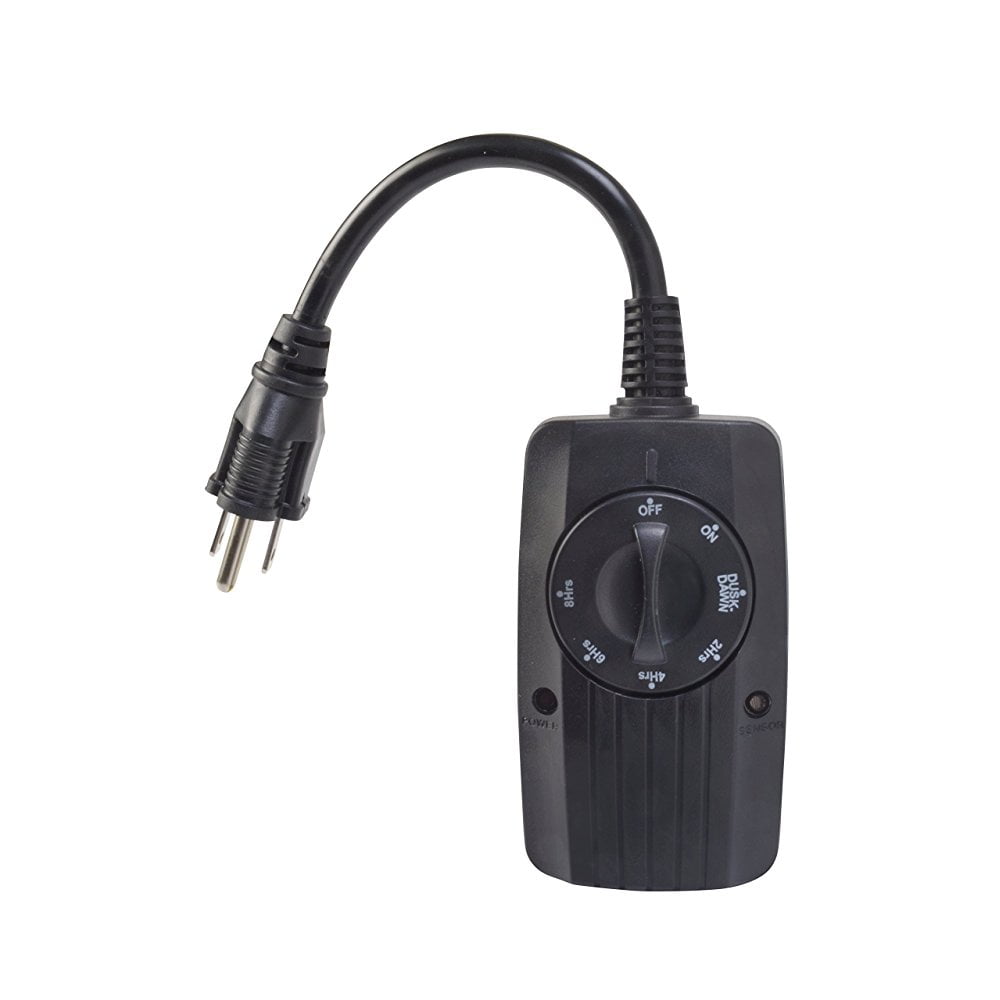 Woods 2001 Outdoor Outlet Timer with Photocell Light Sensor, Weatherproof, 24Hours Mechanical