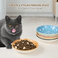 thumbnail image 6 of Ceramic Cat Bowl Set - 5.5 inch Colorful Cat Plates  - Shallow Flat Pet Dish Bowls - 6 Piece, 6 of 8