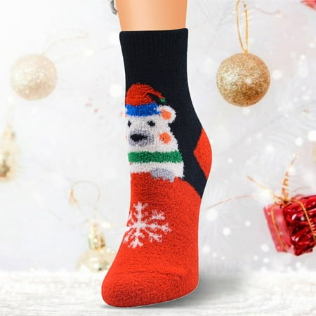 

Christmas Women s Cartoon Floor Socks Thicken Warm Non-slip Sleeping Socks Slippers Socks for Xmas