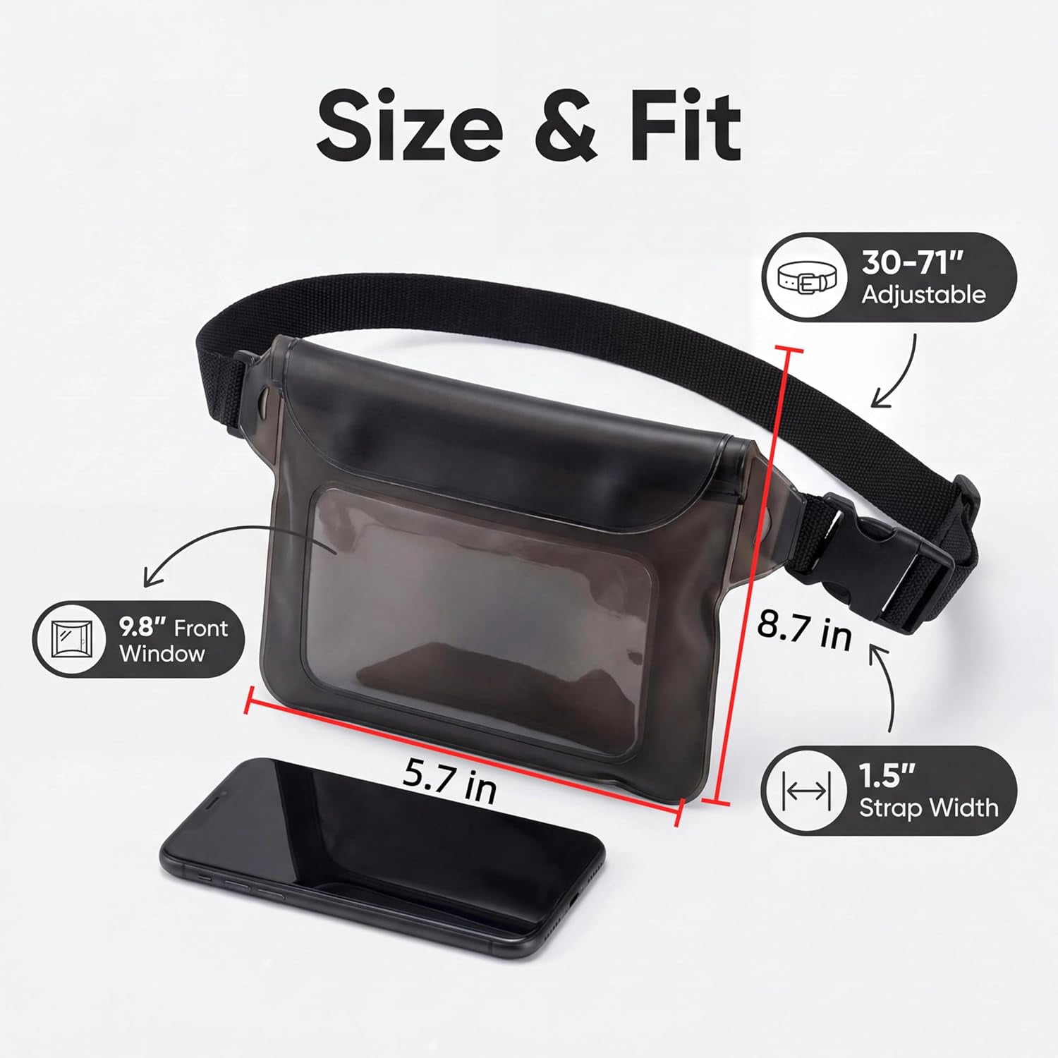 Waterproof Dry Belt Bag & Cell Phone Pouch Secure Leakproof Seal, Adjustable Waist Strap, Ideal for Swimming, Beach Outdoor Water Activities
