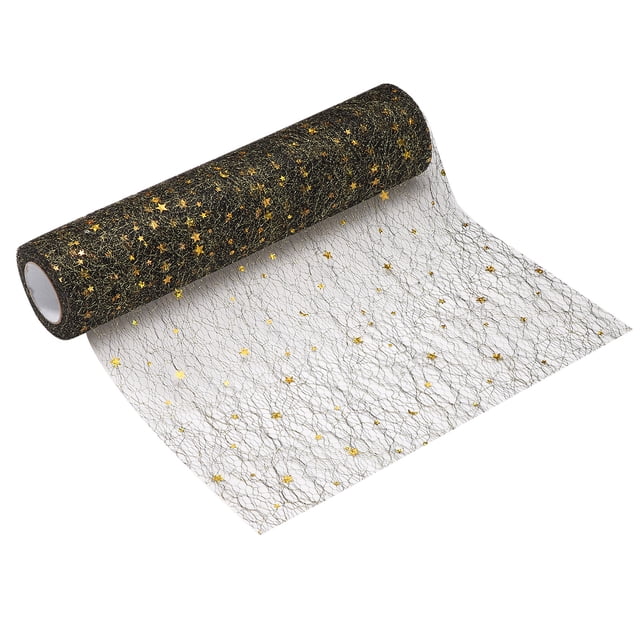 Caminito de mesa negro Uxcell, 11" x 45 pies, decoración de malla metálica con lentejuelas