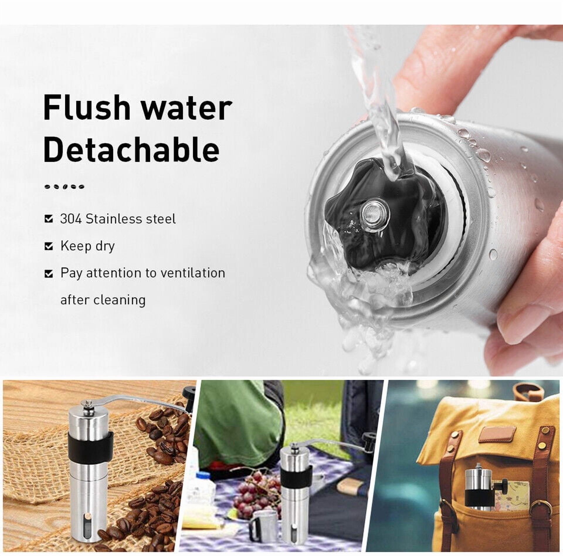 Portable Manual Coffee Grinder Bean Stainless Steel with Ceramic Burr Hand Crank