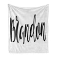 thumbnail image 1 of Brandon Soft Flannel Fleece Throw Blanket, Widespread Name Design with Monochrome Letters Cursive Font Pattern, Cozy Plush for Indoor and Outdoor Use, 50" x 70", Black and White, by Ambesonne, 1 of 6