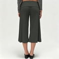 thumbnail image 3 of Utoimkio Women's Fold Over High Waist Capri Flare Pants Soft Stretch Cropped Wide Leg Trousers for Yoga Casual Daily Walking, 3 of 7