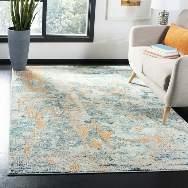 Safavieh Madison Clyde Vintage Abstract, Light Blue And Beige Area Rug