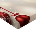 thumbnail image 2 of Ambesonne Christmas Fitted Sheet, Red Balls Ribbons, Full Size, Green and Red, 2 of 3