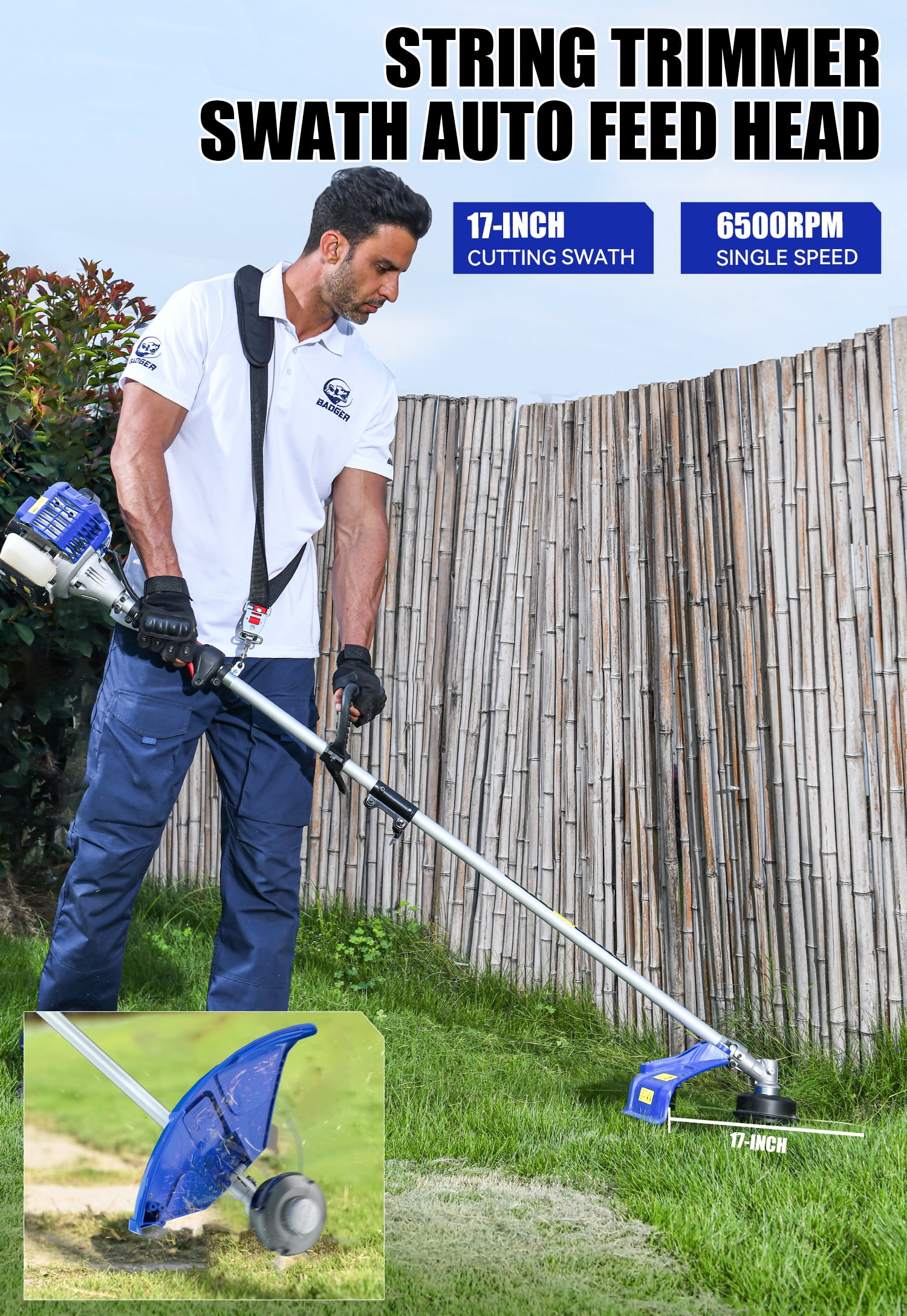 WILD BADGER POWER 26cc Multi -Tool Gas String Trimmer 4 in 1 Garden Tool Combo with hedge pole saw