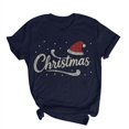 thumbnail image 5 of Frostluinai Christmas Rhinestone Tee Shirts Women Crew Neck Xmas Party Shirt Funny Letter Print Short Sleeve Tshirts S-XXL, 5 of 7