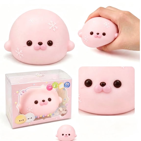 Jumbo Seal Squishy Toy, 3.9 Inch Ultra Slow Rising Cream Scented Kawaii Sea Lion,Stress Relief Squeeze Toy for Adults,Soft Sensory Squeeze Bun for Office Desk Party Favors(Pink)