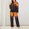 thumbnail image 2 of Lsque Tree Hollow Meditating Giraffe Pattern Long Sleeve Pajama Set for Women - Soft 2-Piece Sleepwear and Loungewear Set with Pockets, Comfy Nightwear-Medium, 2 of 7