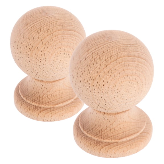 DEEPCRAFF 2-Pack Khaki Wood Post End Caps Hardwood Finials for Furniture and Home Decor Accents