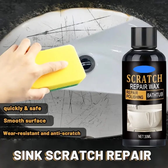 AURIGATE Bathroom Scratch Repair Wax 1.01FL.OZ/30ml,Ceramic & Porcelain Refurbishing Polish for Bathtubs, Sinks & Tiles, Includes Application Sponge