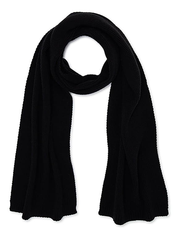 Women's Knit Scarf with Ribbed Trim