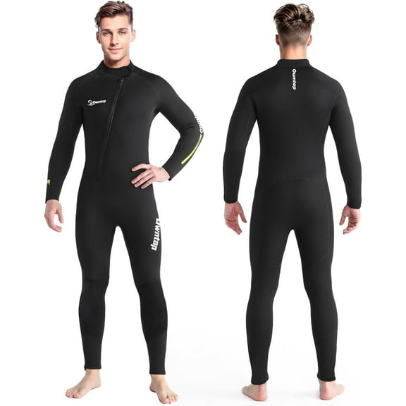 5mm Neoprene Diving Suit/Wetsuit  - Mens Thicken Full Wet Suit, Front Zip, Long Sleeve, UPF50  Keep Warm Swimwear for Scuba, Surfing, Swimming, Diving, Snorkeling & Water Sports, Black - 3X