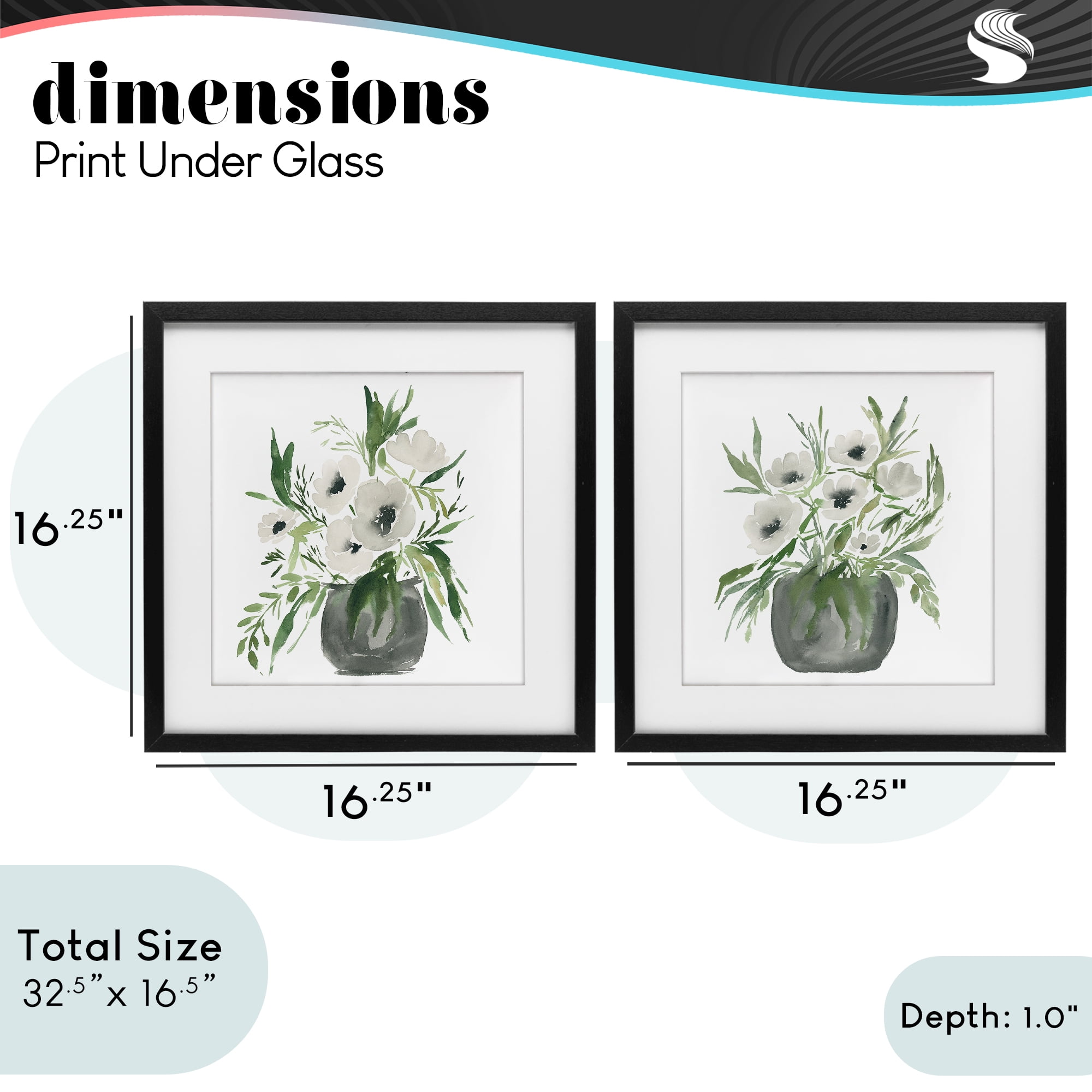 Stupell Industries White Anemone Vases 2 Piece Black Framed Print Under Glass Set, design by Lucille Price
