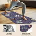 thumbnail image 4 of Blue Butterfly Floral Leaf Purple Pattern Hot Yoga Mat Towel Non Slip for Hot Yoga - Quick-Drying Yoga Mat Cover with 4 Corner Pockets with Travel Bag - Hot Yoga Towel Non Slip 70"x26", 4 of 6