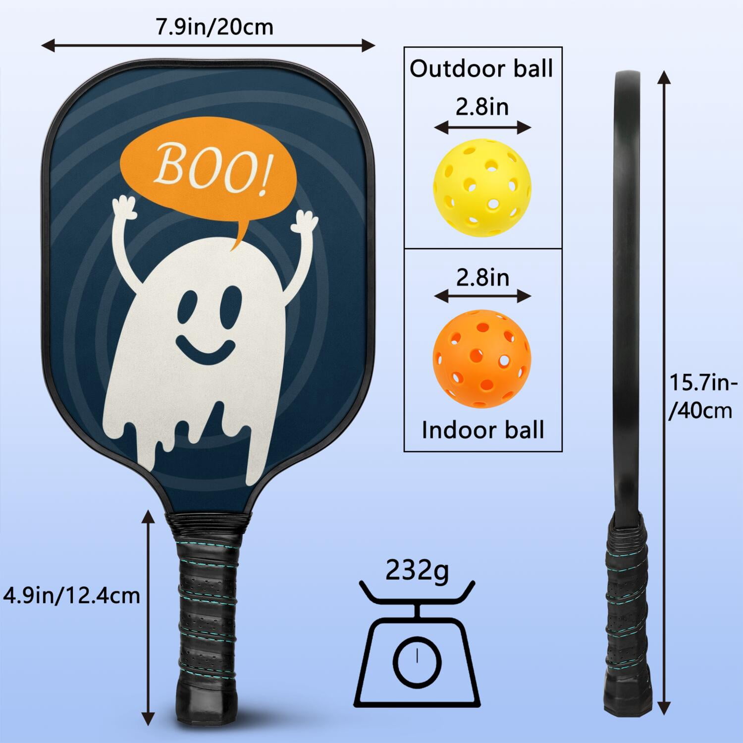 Pickleball Paddles Set Of 2, Fiberglass Surface, Horrible Theme, 4 Balls & Bag