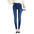 thumbnail image 1 of Gibobby Leggings Translúcido Mujer Leggings elásticos cintura alta para mujer, mallas finas imitación vaquera, pequeños, versátiles, adelgazantes, 80% algodón, primavera y otoño（Azul，Talla única), 1 of 5