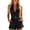 Black, variant on Womens Sleeveless Shorts Belted Romper,Plunging V-Neck Romper,Summer Outfit High Waist Slim Romper with Pocket,Navy Women's S-XXL