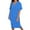 Blue, variant on Summer Fashion Plus Size Dresses for Women Casual Solid Color V Neck Short-sleeved Casual