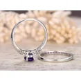 thumbnail image 3 of Rag Jewels 4.00 Ctw Oval Cut Amethyst & Diamond Wedding Anniversary Wedding Bridal Set Band Ring 14K White Gold Plated 925 Sterling Silver 925 Sterling Silver -5, 3 of 4