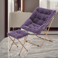 thumbnail image 3 of Monibloom Oversized Square Folding Fluffy Faux Fur Saucer Chair with Ottoman, for Adults, Living Room, Bedroom, Dorm, Apartment, Set of 2 (Purple), 3 of 10