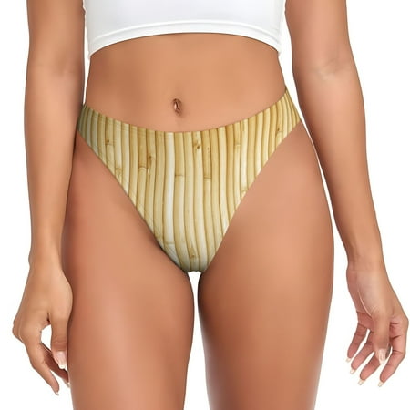 Qokaie Bamboo Wall Printed Women s Cotton Thong Underwear  Sexy Breathable Panties G-string-X-Small