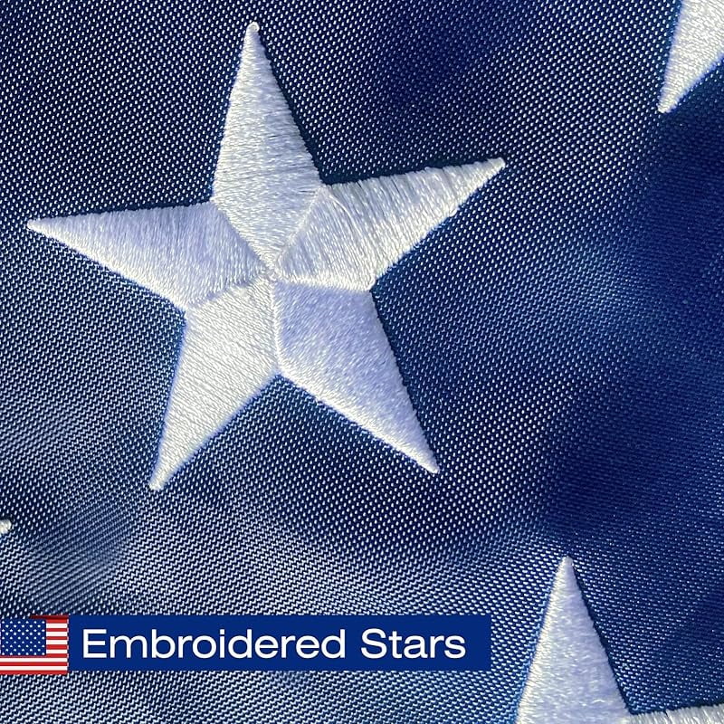 American Flag Pole Sleeve Banner Style USA US Flag Embroidered Stars Sewn Stripes Pole Sleeve Heavy Duty Durable (Flag Pole is NOT Included)