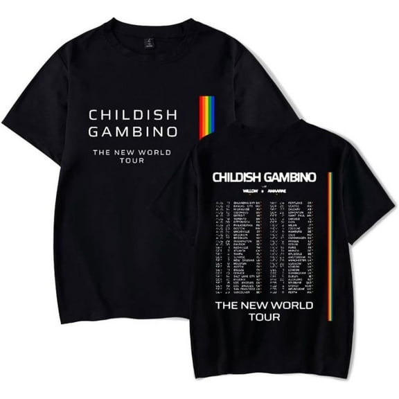 Childish Gambino The New World Tour 2024 Merch Short Sleeve T-shirt Unisex Fashion Crew Neck Top