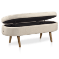 thumbnail image 3 of Bouclair Banc de Rangement en Tissu Taupe sur Pieds en Bois, 3 of 10
