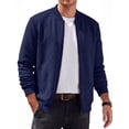 thumbnail image 2 of GIRUNS Mens Bomber Jacket Lightweight Casual Varsity Fall Winter Jackets Zip-Up Outerwear Coat Navy Blue XL, 2 of 8