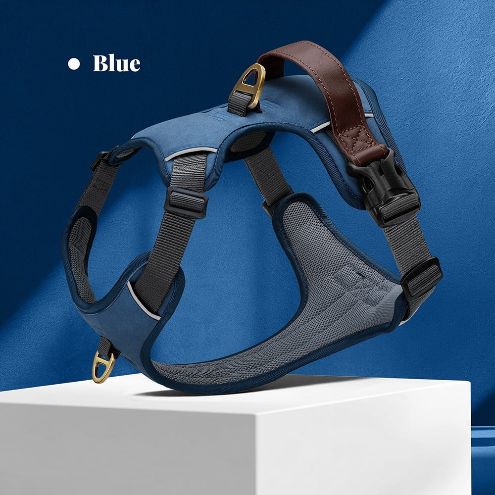 Didog No Pull PU Leather Dog Harness Adjustable Pet Sport Vest with Handle Quick Fit