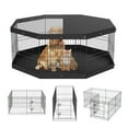 thumbnail image 6 of KFFKFF Canine Play Area, 8 Panels Dog Playpen with Cover and Mat, 24" Octagonal Collapsible Iron Pet Exercise Enclosure, Pet Barrier Puppy Cage Shelter, Indoor Outdoor Pet Play Zone, 6 of 9